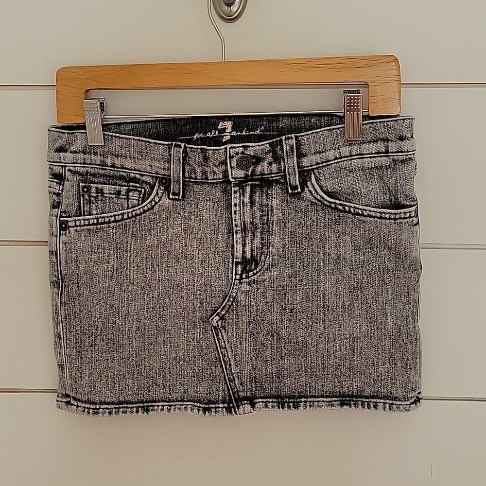 7 for all mankind size 28 black acid washed mini skirt